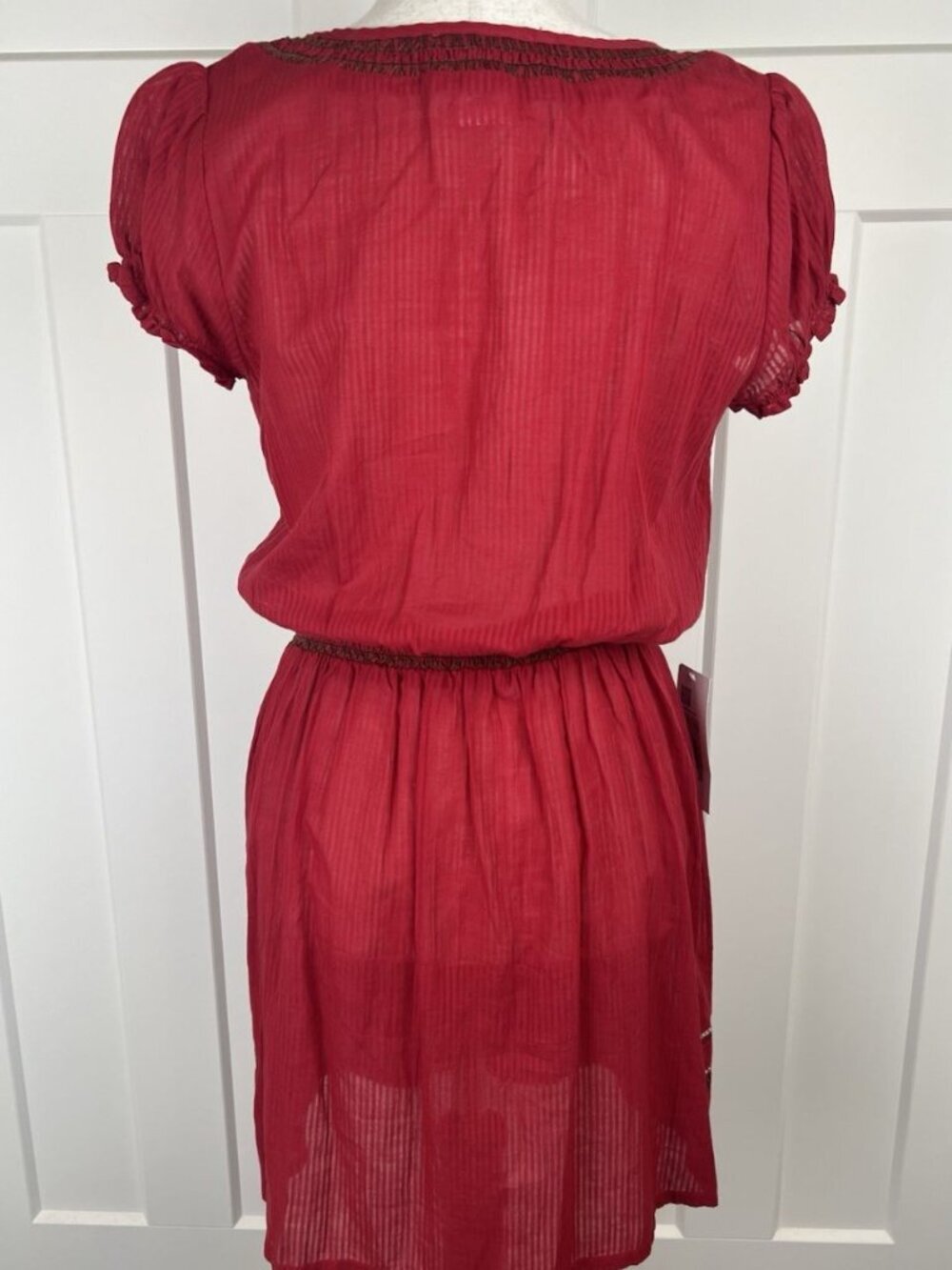 Scully Honey Creek NWT Red Embroidered Peasant Dress M Western Boho Cotton - Picture 7 of 11